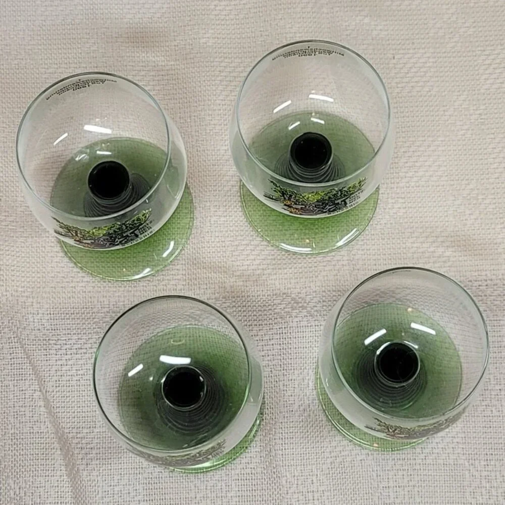 Vintage Volksmarch‎ Wine Glass DotzHeimer Scheessje, Green Stem Wine Glass 1990